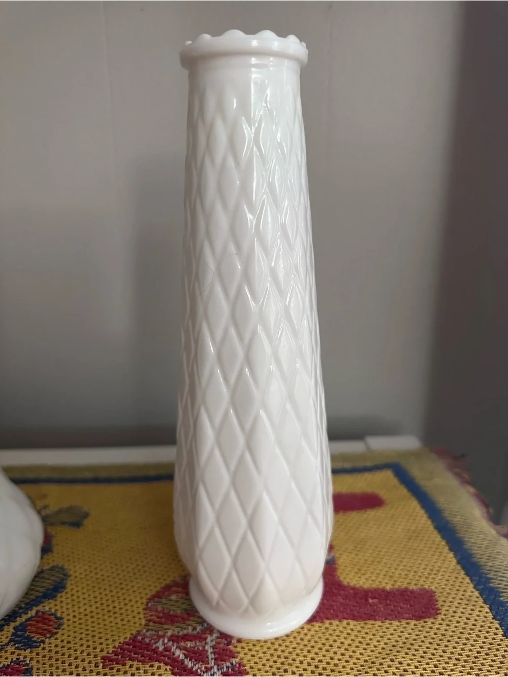 Pair Vintage Milk Glass Bud Vases - Excellent Condition